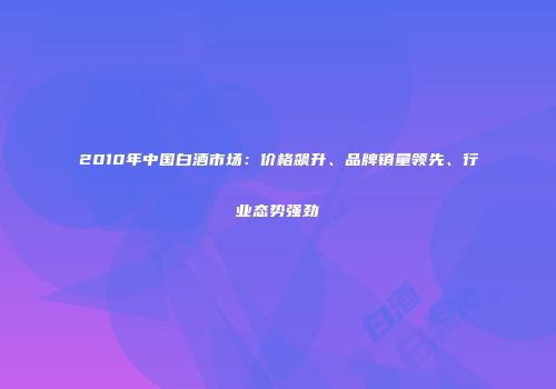 2010年中国白酒市场：价格飙升、品牌销量领先、行业态势强劲