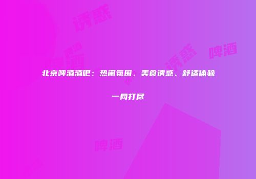 北京啤酒酒吧：热闹氛围、美食诱惑、舒适体验一网打尽