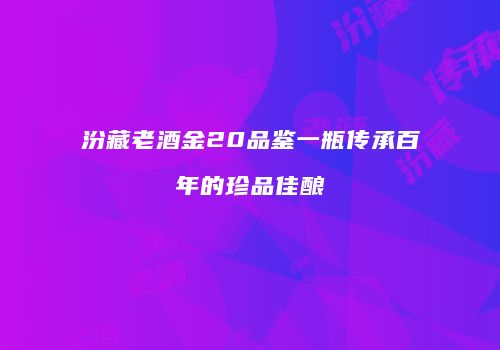 汾藏老酒金20品鉴一瓶传承百年的珍品佳酿