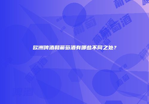 欧洲啤酒和葡萄酒有哪些不同之处？