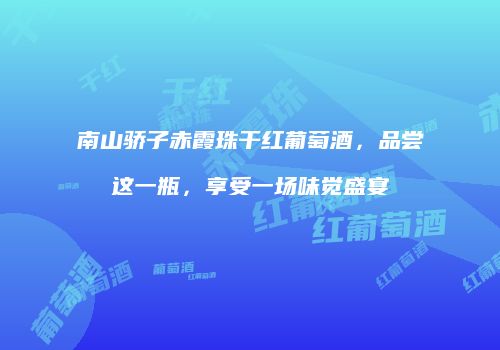 南山骄子赤霞珠干红葡萄酒，品尝这一瓶，享受一场味觉盛宴