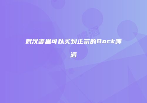 武汉哪里可以买到正宗的Bock啤酒