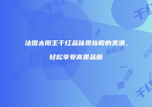 法国太阳王干红品味贵族般的美酒，轻松享受高贵品质