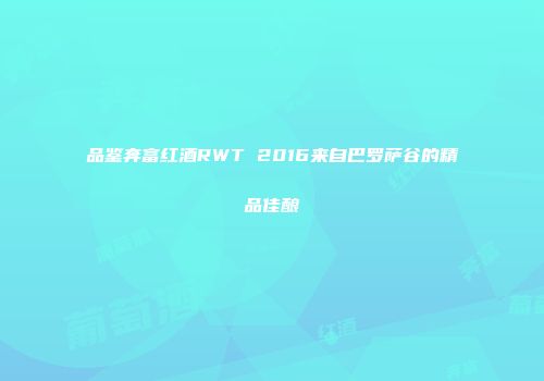 品鉴奔富红酒RWT 2016来自巴罗萨谷的精品佳酿