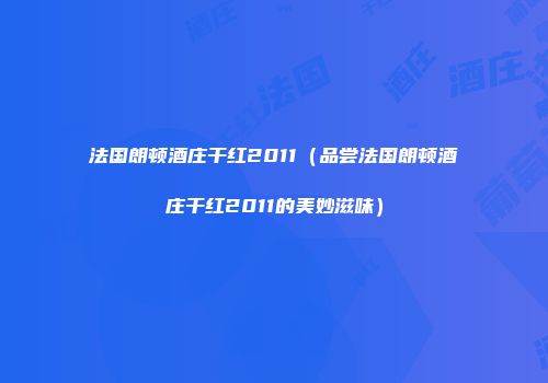 法国朗顿酒庄干红2011（品尝法国朗顿酒庄干红2011的美妙滋味）