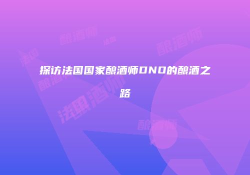 探访法国国家酿酒师DNO的酿酒之路