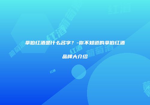 拿伯红酒是什么名字？-你不知道的拿伯红酒品牌大介绍