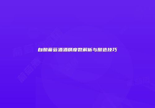 自酿葡萄酒酒精度数解析与酿造技巧