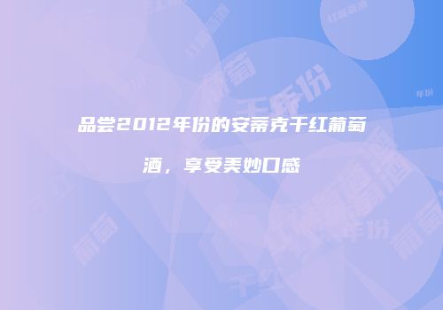 品尝2012年份的安蒂克干红葡萄酒，享受美妙口感