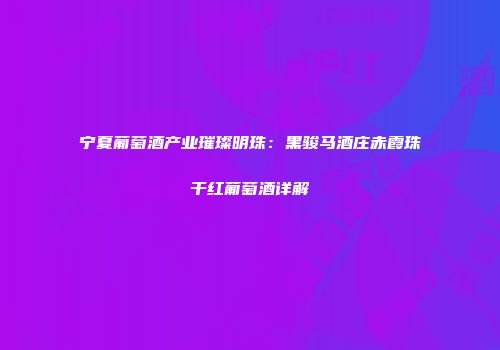 宁夏葡萄酒产业璀璨明珠：黑骏马酒庄赤霞珠干红葡萄酒详解