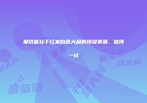 曼切雷丝干红来自意大利的顶级美酒，值得一试