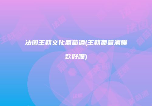法国王朝文化葡萄酒(王朝葡萄酒哪款好喝)