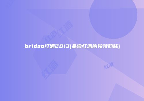 bridao红酒2013(品尝红酒的独特韵味)