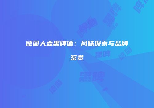 德国大麦黑啤酒：风味探索与品牌鉴赏