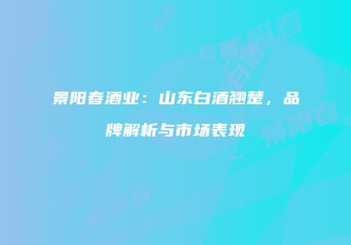 景阳春酒业：山东白酒翘楚，品牌解析与市场表现