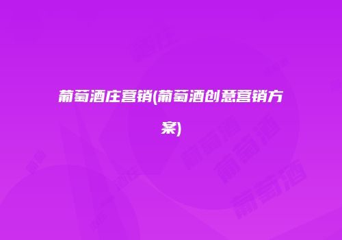 葡萄酒庄营销(葡萄酒创意营销方案)