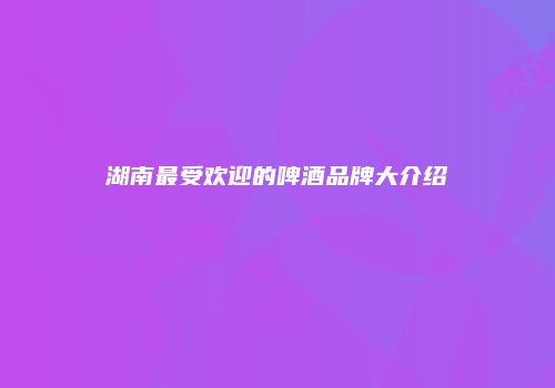 湖南最受欢迎的啤酒品牌大介绍