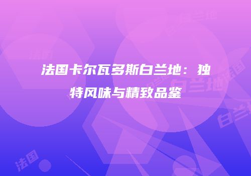 法国卡尔瓦多斯白兰地：独特风味与精致品鉴