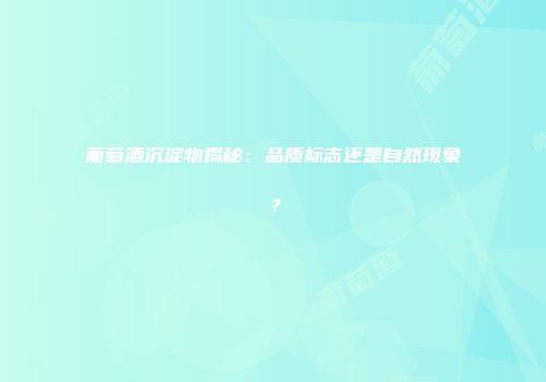 葡萄酒沉淀物揭秘：品质标志还是自然现象？
