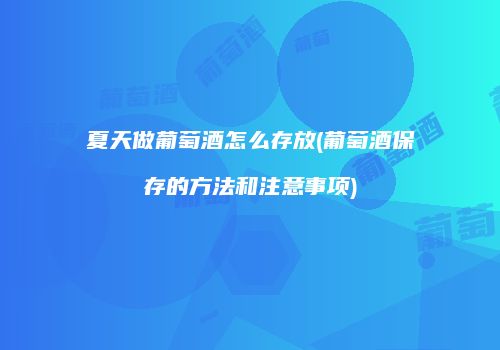 夏天做葡萄酒怎么存放(葡萄酒保存的方法和注意事项)