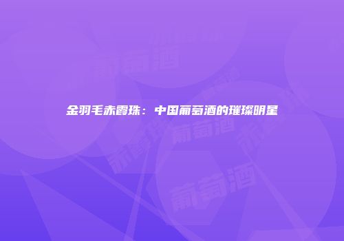 金羽毛赤霞珠：中国葡萄酒的璀璨明星