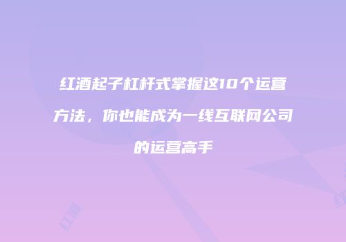 红酒起子杠杆式掌握这10个运营方法，你也能成为一线互联网公司的运营高手