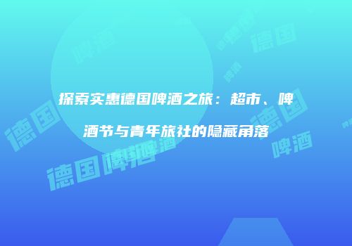 探索实惠德国啤酒之旅：超市、啤酒节与青年旅社的隐藏角落