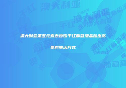 澳大利亚第五元素赤霞珠干红葡萄酒品味出高贵的生活方式