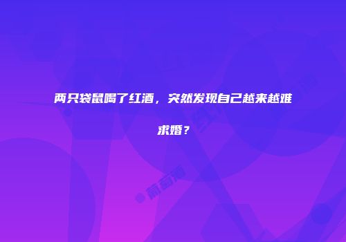 两只袋鼠喝了红酒，突然发现自己越来越难求婚？