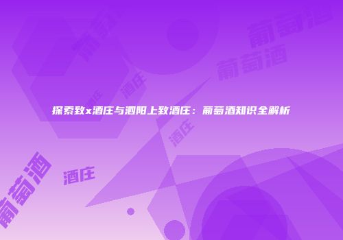探索致x酒庄与泗阳上致酒庄：葡萄酒知识全解析