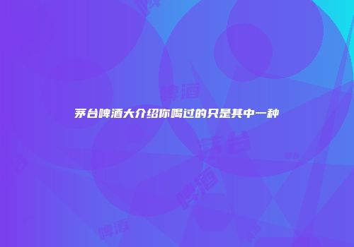 茅台啤酒大介绍你喝过的只是其中一种