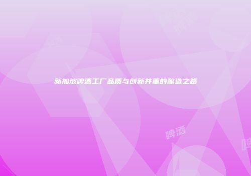 新加坡啤酒工厂品质与创新并重的酿造之路