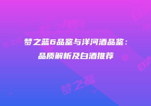 梦之蓝6品鉴与洋河酒品鉴：品质解析及白酒推荐