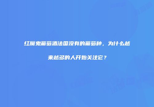红魔鬼葡萄酒法国没有的葡萄种，为什么越来越多的人开始关注它？