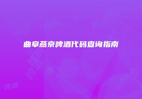 曲阜燕京啤酒代码查询指南