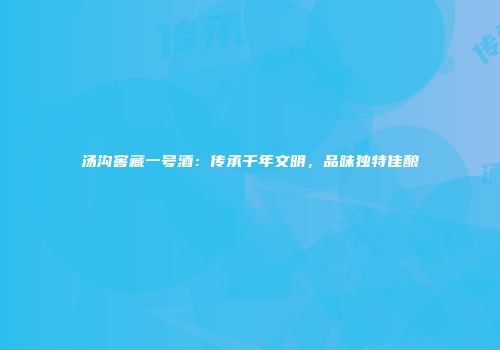 汤沟窖藏一号酒：传承千年文明，品味独特佳酿