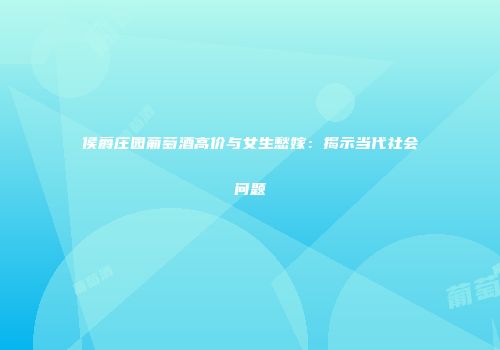 侯爵庄园葡萄酒高价与女生愁嫁：揭示当代社会问题