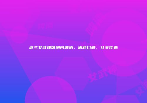 波兰女武神精酿白啤酒：清新口感，社交佳选