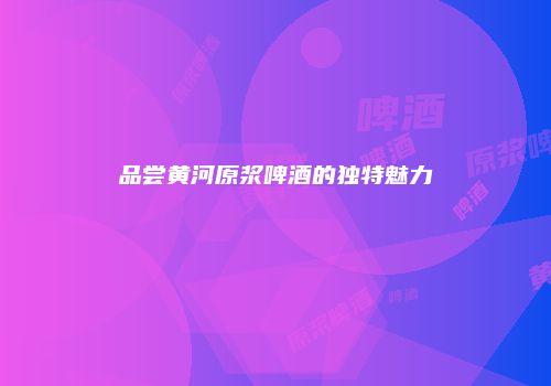 品尝黄河原浆啤酒的独特魅力