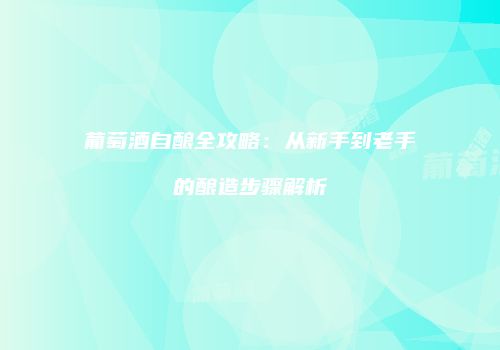 葡萄酒自酿全攻略：从新手到老手的酿造步骤解析