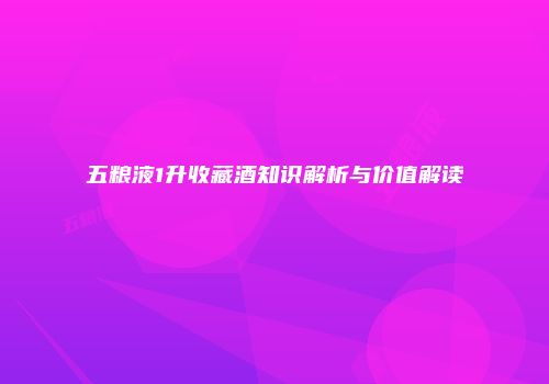 五粮液1升收藏酒知识解析与价值解读