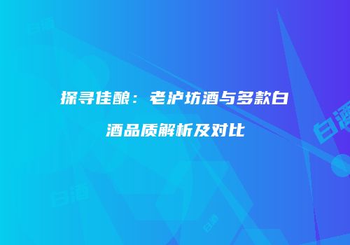 探寻佳酿：老泸坊酒与多款白酒品质解析及对比