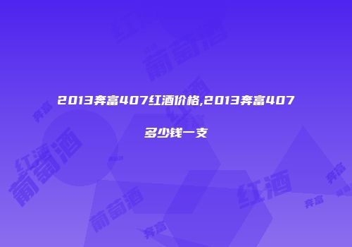 2013奔富407红酒价格,2013奔富407多少钱一支