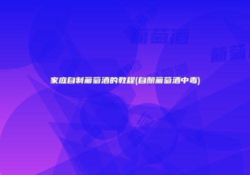 家庭自制葡萄酒的教程(自酿葡萄酒中毒)