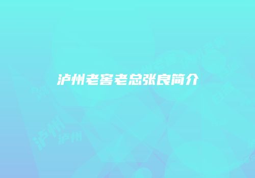 泸州老窖老总张良简介
