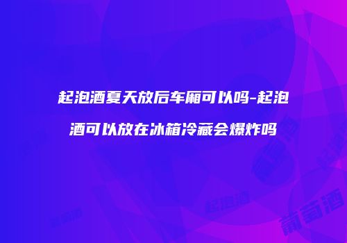 起泡酒夏天放后车厢可以吗-起泡酒可以放在冰箱冷藏会爆炸吗
