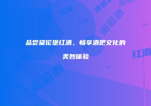 品尝黛伦堡红酒，畅享酒吧文化的美妙体验