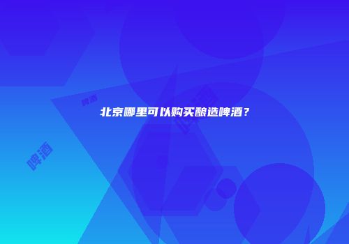 北京哪里可以购买酿造啤酒？