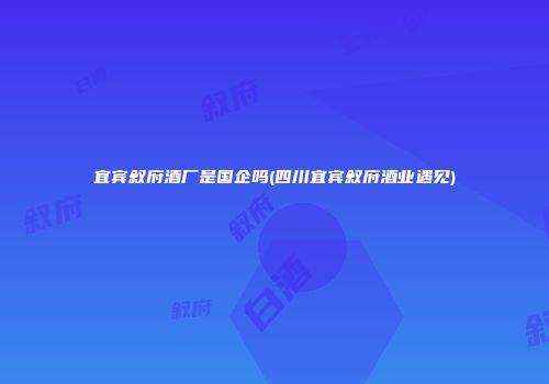 宜宾叙府酒厂是国企吗(四川宜宾叙府酒业遇见)