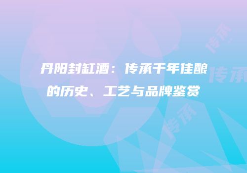丹阳封缸酒：传承千年佳酿的历史、工艺与品牌鉴赏